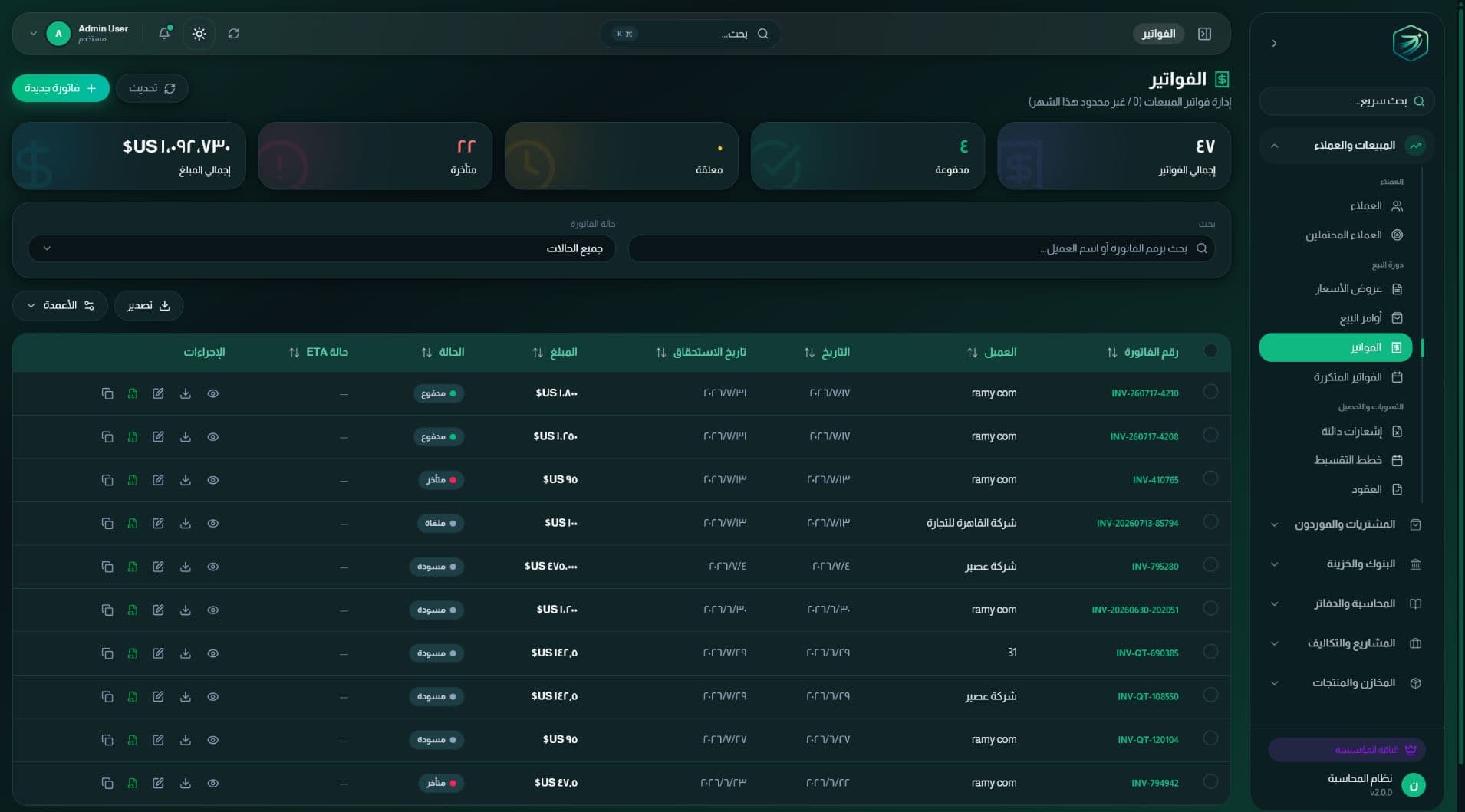 Sales invoices inside Nizam